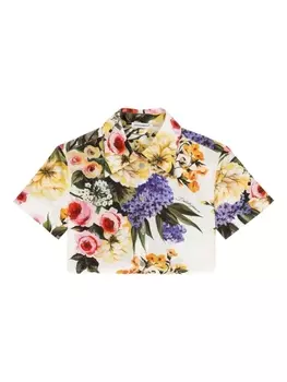 Dolce & Gabbana укороченная рубашка с принтом Giardino, белый