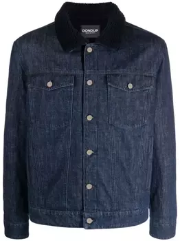 DONDUP fleece-collar button-up denim jacket, синий