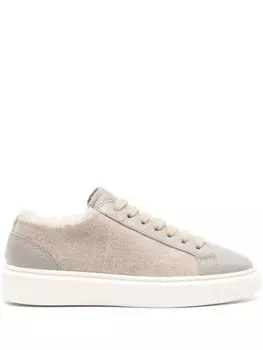 Doucal's faux-shearling leather sneakers, нейтральный цвет