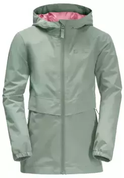 Дождевик Jack Wolfskin "MALIMA JACKET G", с капюшоном, зеленый