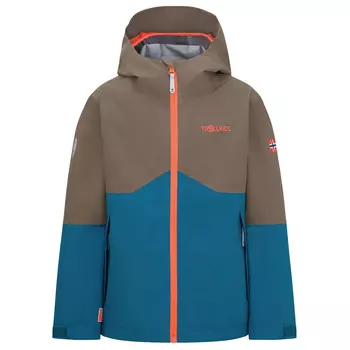 Дождевик Trollkids Kid's Gjende, цвет Mocca Brown/Atlantic Blue/Glow Orange