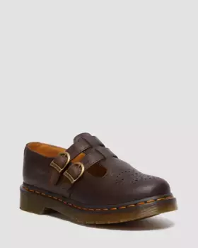 Dr. Martens 8065 Crazy Horse Кожаные туфли Мэри Джейн, цвет Dark Brown — Crazy Horse