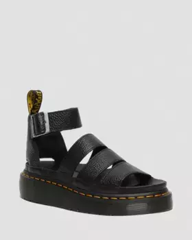 Dr. Martens Clarissa II Женские кожаные сандалии на платформе, цвет Black — Milled Nappa