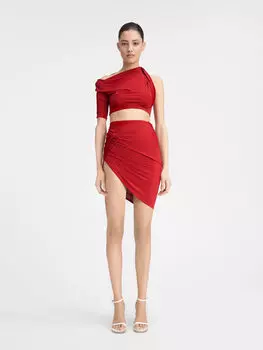 Драпированная мини-юбка JACQUEMUS The Drapeado mini skirt, темно-красный