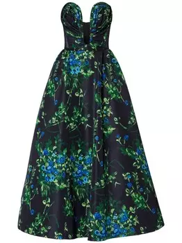 Драпированное платье с цветочным принтом Carolina Herrera, черный