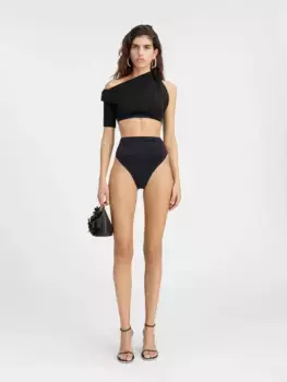Драпированный мини-топ Jacquemus, черный