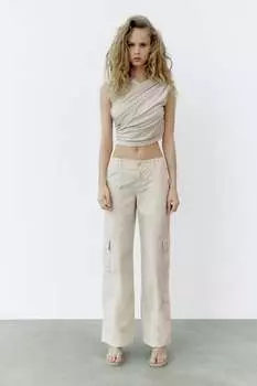 Драпированный топ ZARA, светло-серый