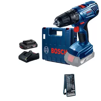 Дрель аккумуляторная Bosch GSB 180-Li + аккумулятор 2.0Ah, 15 мини-насадок
