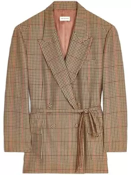 DRIES VAN NOTEN клетчатый блейзер с длинными рукавами, коричневый