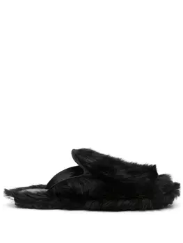 DRIES VAN NOTEN меховые шлепанцы, черный