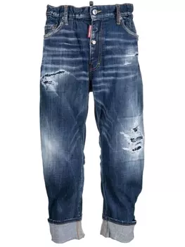 Dsquared2 distressed cropped jeans, синий