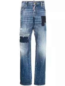 Dsquared2 distressed-effect patchwork jeans, синий