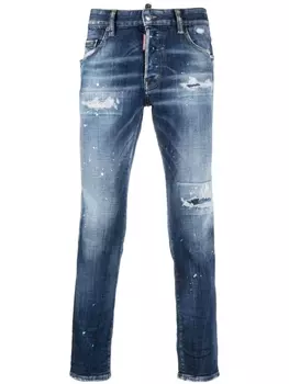 Dsquared2 distressed skinny jeans, синий