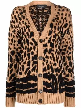 DSQUARED2 длинный кардиган с леопардовым принтом