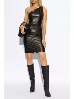 Dsquared2 dSQUARED2 кожаное мини-платье на одно плечо, черный