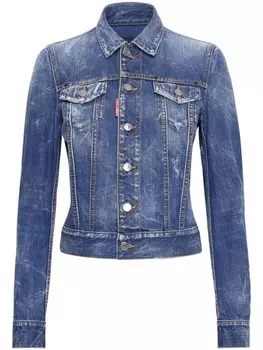DSQUARED2 джинсовая куртка с эффектом потертости, синий