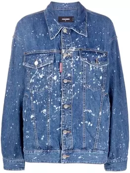 Dsquared2 джинсовая куртка с эффектом разбрызганной краски, синий