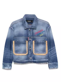 DSQUARED2 джинсовая куртка с бахромой, синий