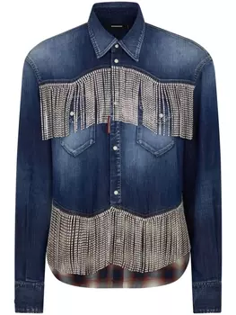 Dsquared2 джинсовая юбка с бахромой, синий