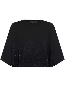 Dsquared2 футболка DSQUARED2, украшенная кристаллами, черный