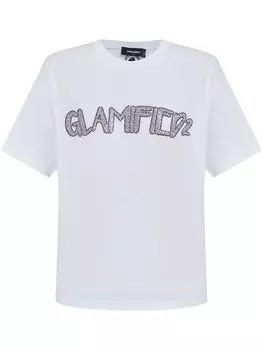Dsquared2 футболка DSQUARED2, украшенная стразами, белый