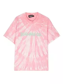 Dsquared2 футболка с логотипом и принтом тай-дай, розовый