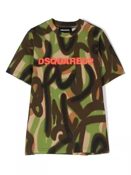 Dsquared2 футболка с принтом, зеленый