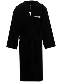 Dsquared2 халат с вышитым логотипом, черный