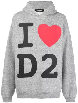 DSQUARED2 худи с графичным принтом, серый