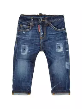 DSQUARED2 KIDS прямые джинсы с эффектом потертости, синий