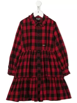Dsquared2 клетчатое платье с длинными рукавами, черный