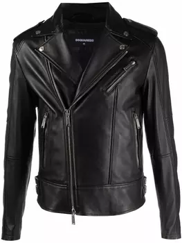 Dsquared2 кожаная байкерская куртка, черный