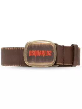Dsquared2 кожаный ремень с логотипом, коричневый