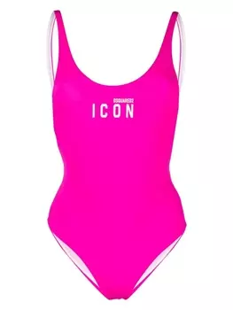 Dsquared2 купальник с открытой спиной и принтом Icon, розовый