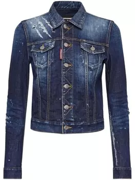 Dsquared2 куртка из потертого денима, синий
