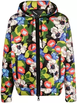 Dsquared2 куртка с капюшоном и цветочным принтом, зеленый