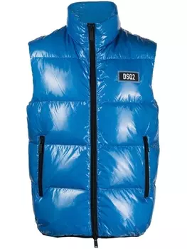Dsquared2 logo patch padded gilet, синий