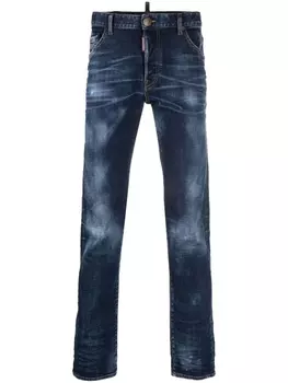 Dsquared2 logo-patch straight-leg jeans, синий