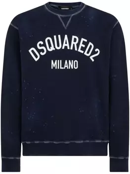 Dsquared2 logo-print distressed sweatshirt, синий