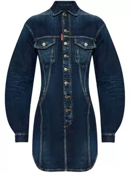 Dsquared2 мини-платье из денима с логотипом, синий