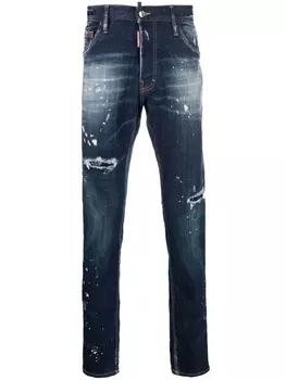 Dsquared2 прямые джинсы с эффектом потертости, синий