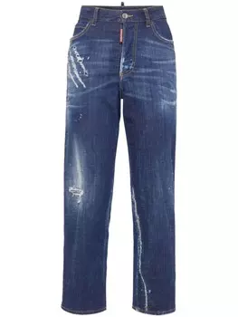 Dsquared2 прямые джинсы с эффектом потертости, синий