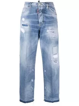 Dsquared2 прямые джинсы с эффектом потертости, синий