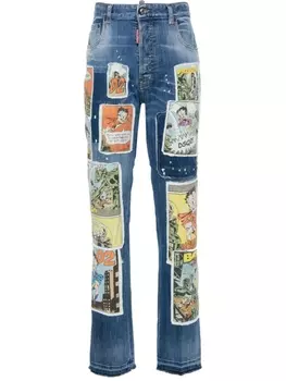 Dsquared2 прямые джинсы с нашивкой, синий