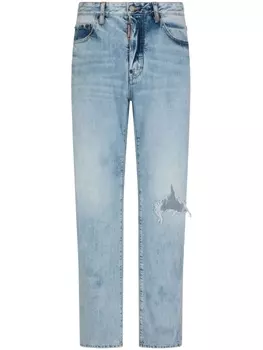 Dsquared2 прямые джинсы с прорезями, синий