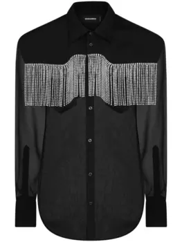 Dsquared2 рубашка с бахромой, черный