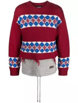 Dsquared2 шерстяной джемпер с эффектом потертости, красный