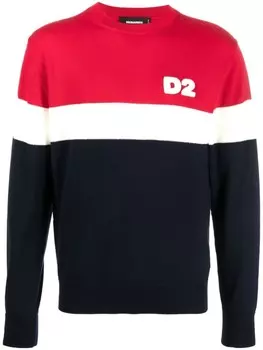 DSQUARED2 шерстяной джемпер в стиле колор-блок, синий