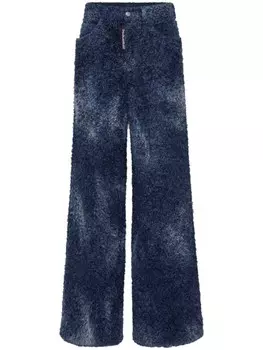 DSQUARED2 широкие брюки из ткани букле, синий