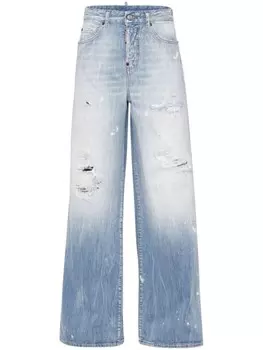 DSQUARED2 широкие джинсы с эффектом потертости, синий